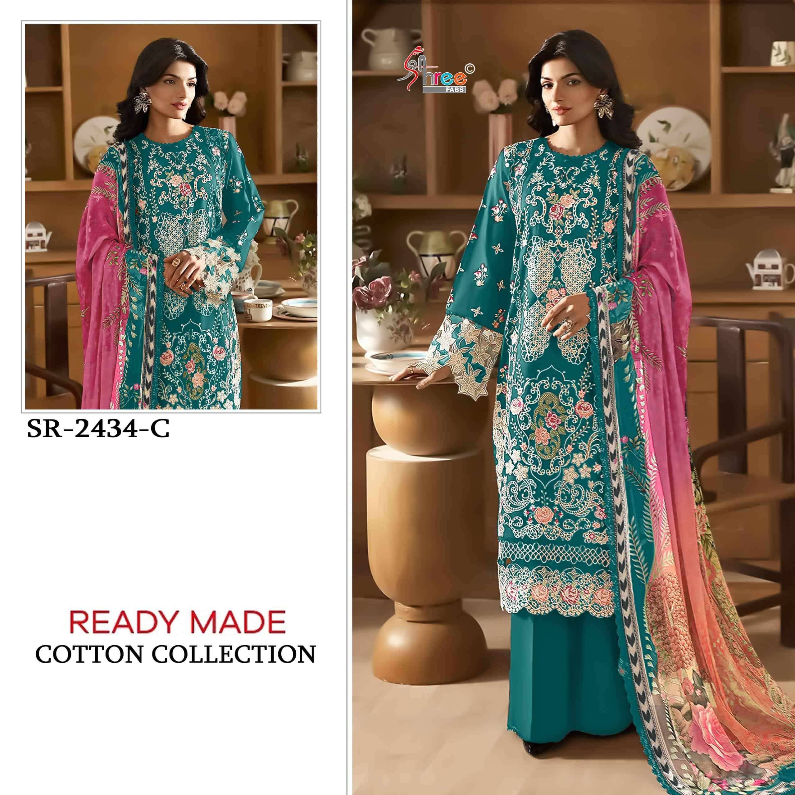 2434 Colors BY Shree fabs 2434 a TO 5540 d SERIES Pakistani Stylish Beautiful Colourful Printed & CAMRIC COTTON readymade Dresses At Wholesale Price